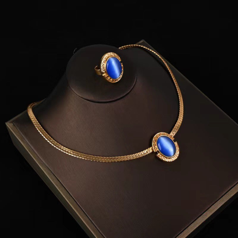 Blue Cat Eye Jewelry Set