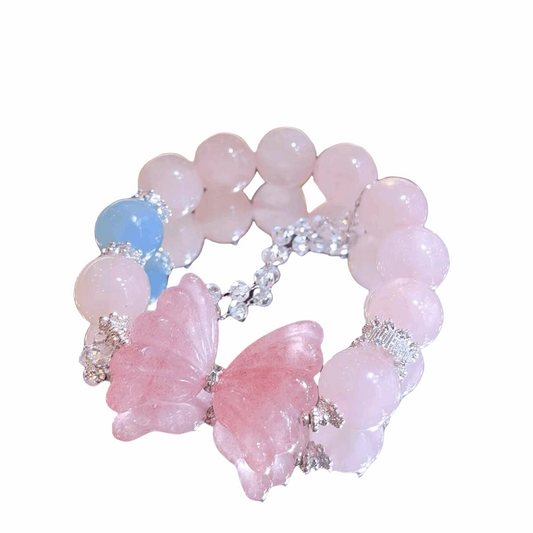 Butterfly Wings, rose quartz bracelet