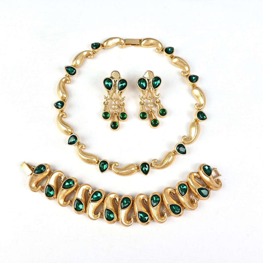 Vintage Green Zircon Jewelry Set