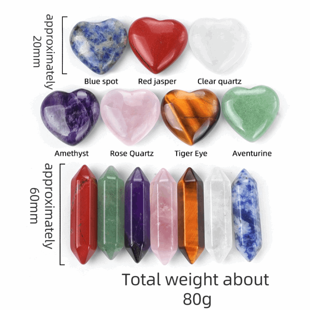 Sweat-heart and hexagonal prism crystal stone set