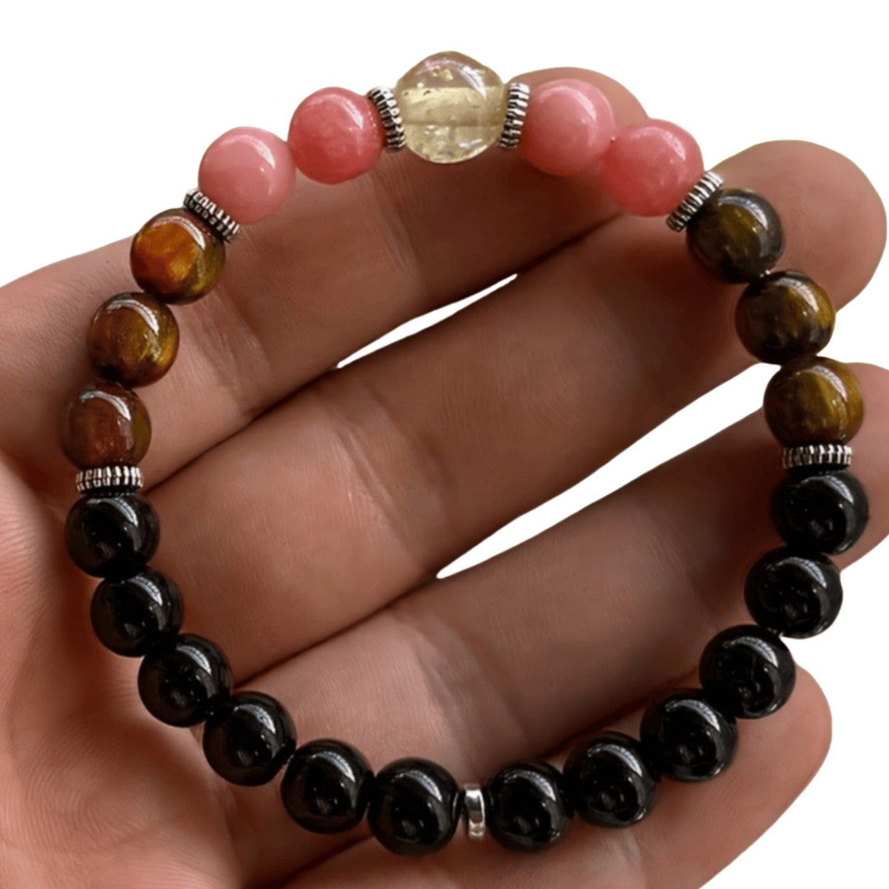 Obsidian&tiger eye stone bracelet