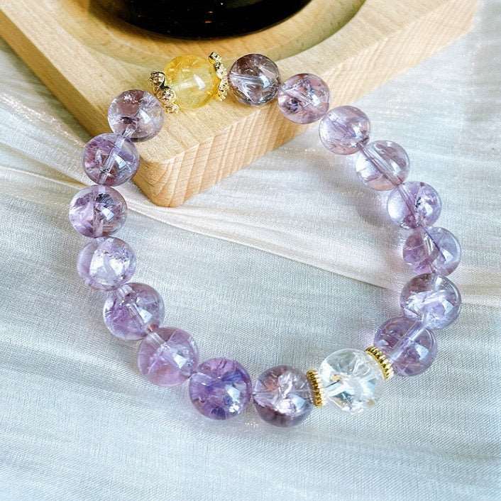 Purple Azeztulite crystal bracelet