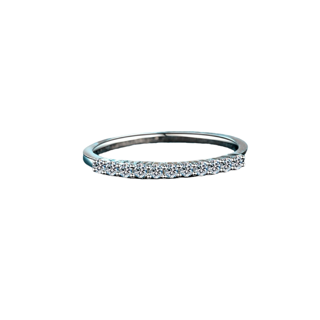 Moissanite Eternity Silver Ring