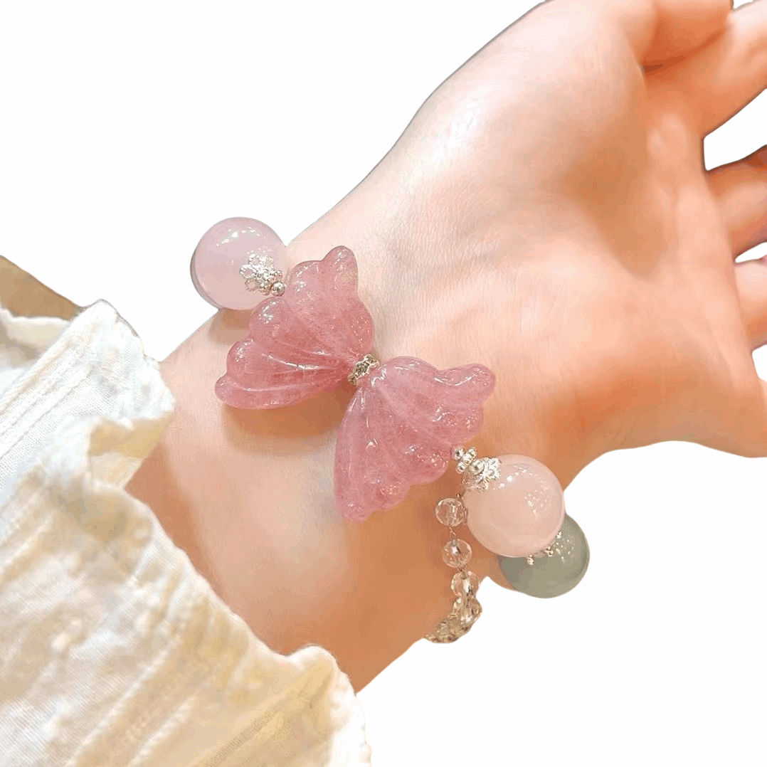 Butterfly Wings, rose quartz bracelet