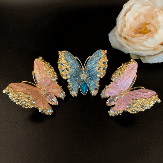 Enamel Butterfly Adjustable Ring