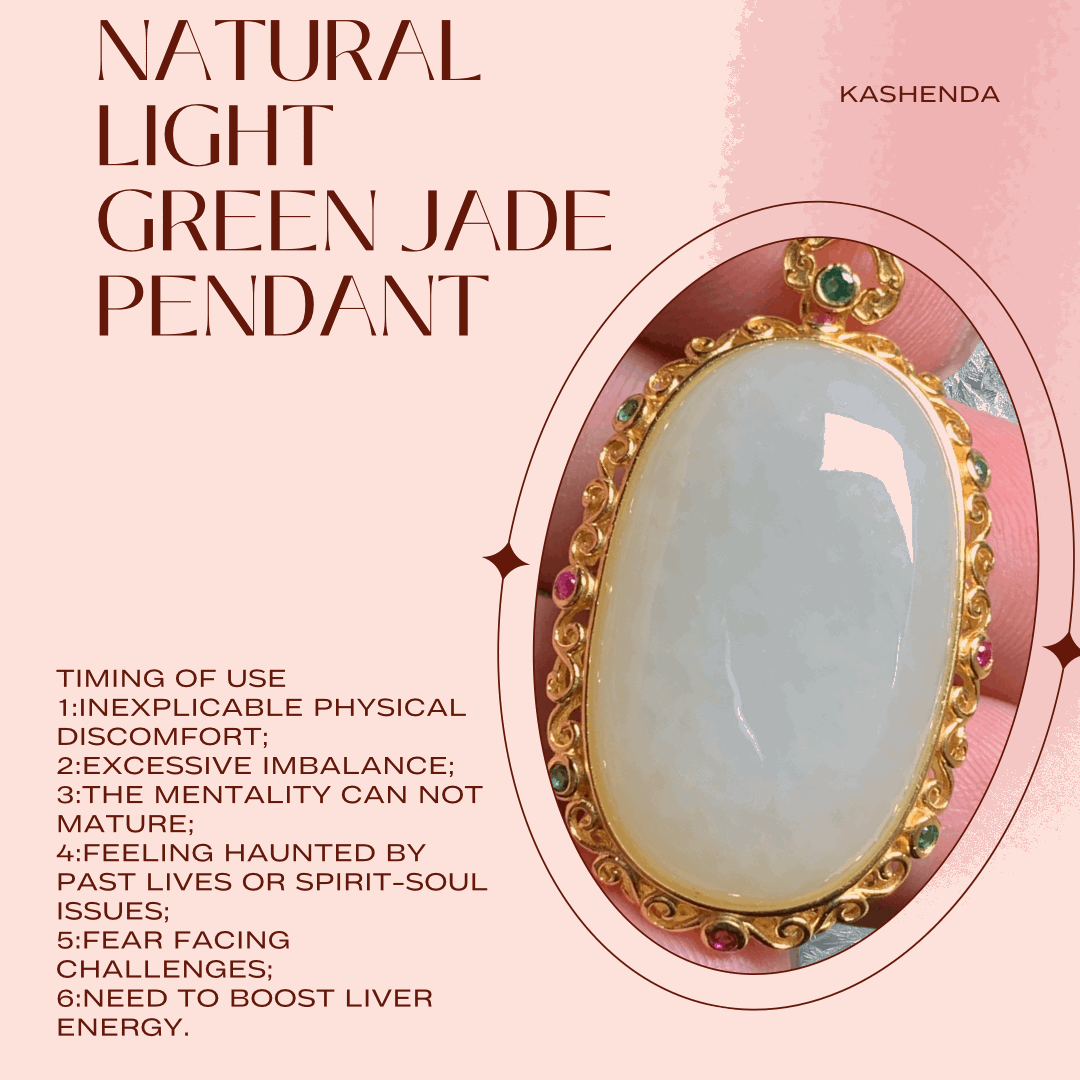 Natural light green jade pendant