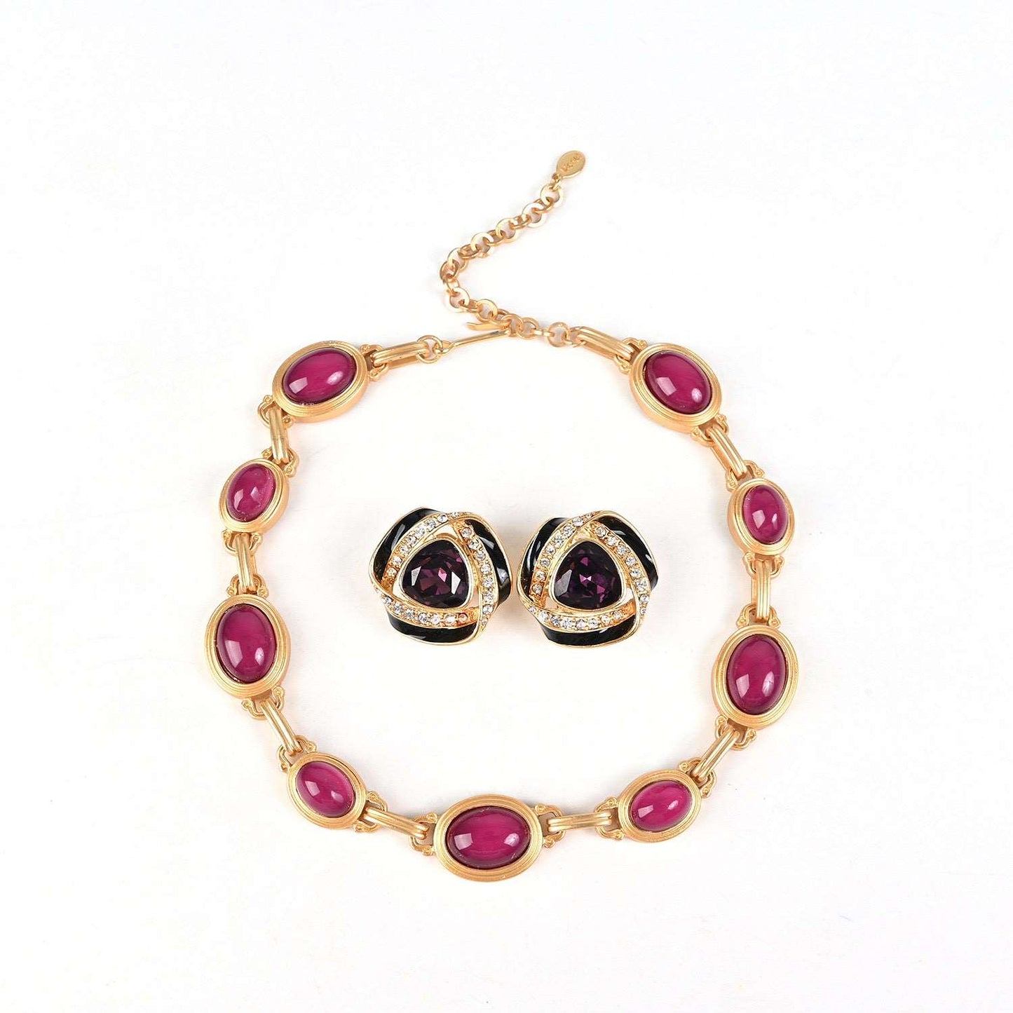 Ruby Radiance Enamel Jewelry Set