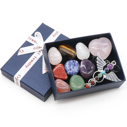 Seven Chakra Angel Crystal Pendant Set