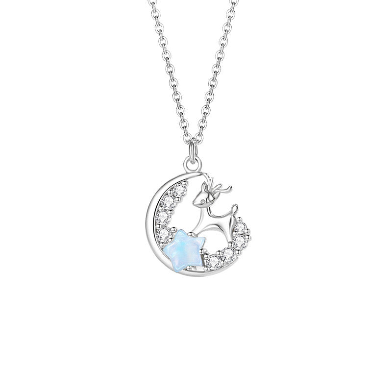 Moonlit Reindeer Pendant Necklace