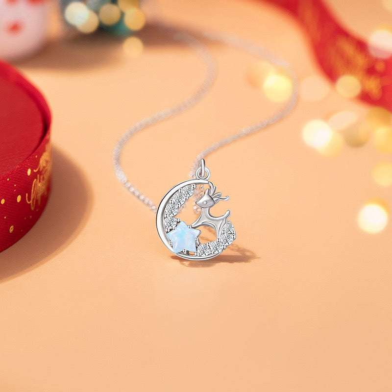 Moonlit Reindeer Pendant Necklace