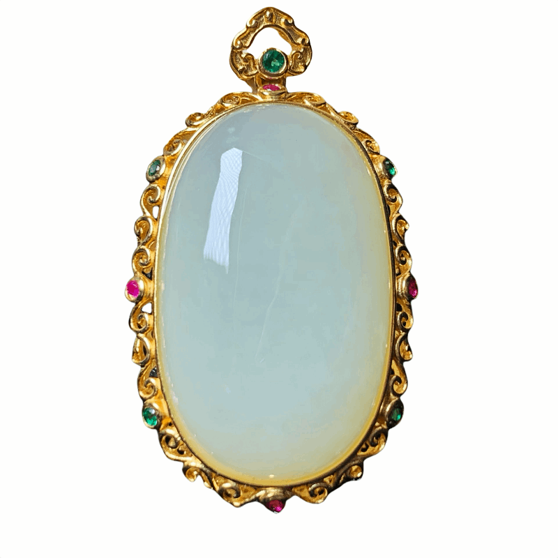 Natural light green jade pendant