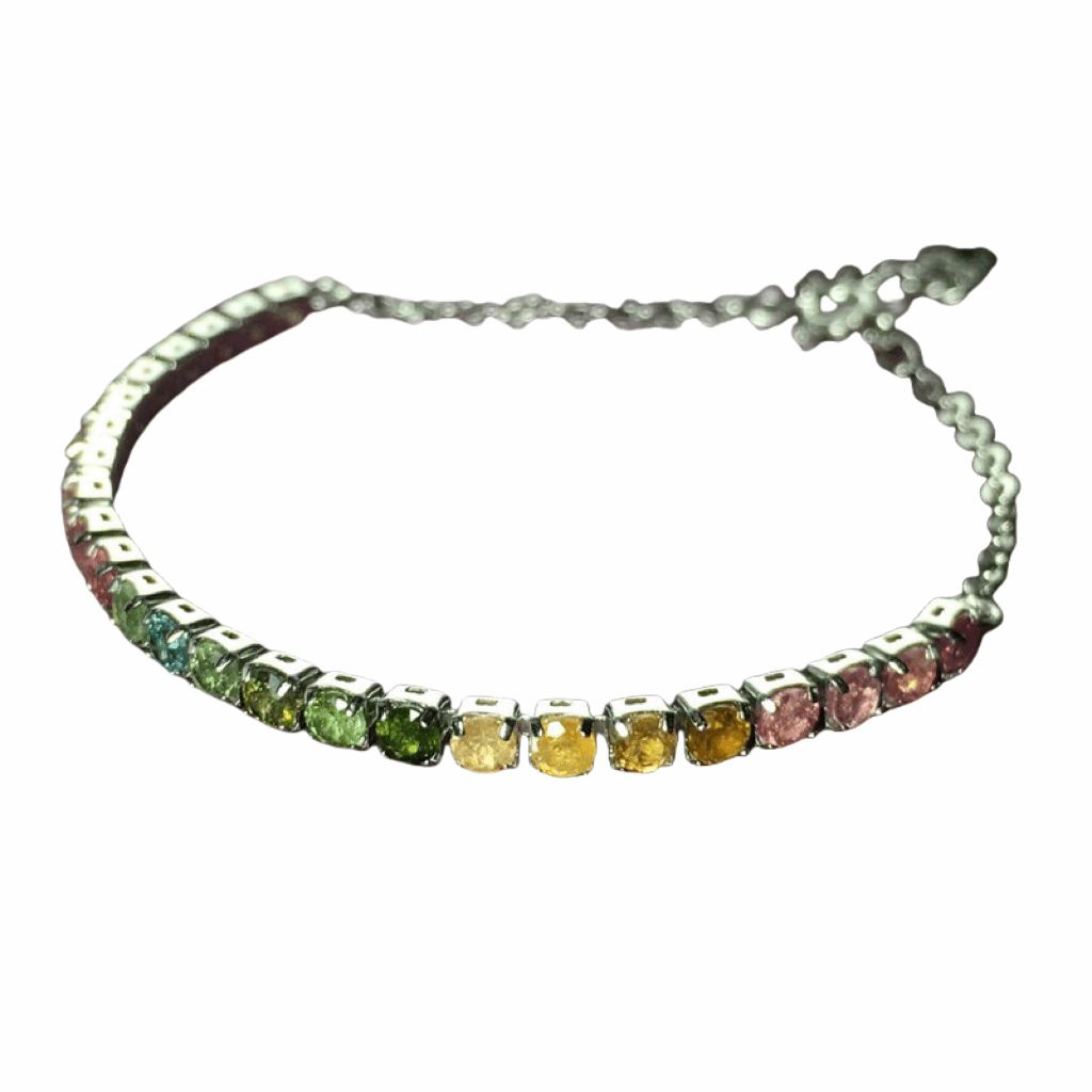 Silver bracelet inlaid with tourmaline