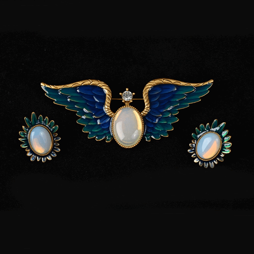 Celestial Wings Brooch & Earrings Set