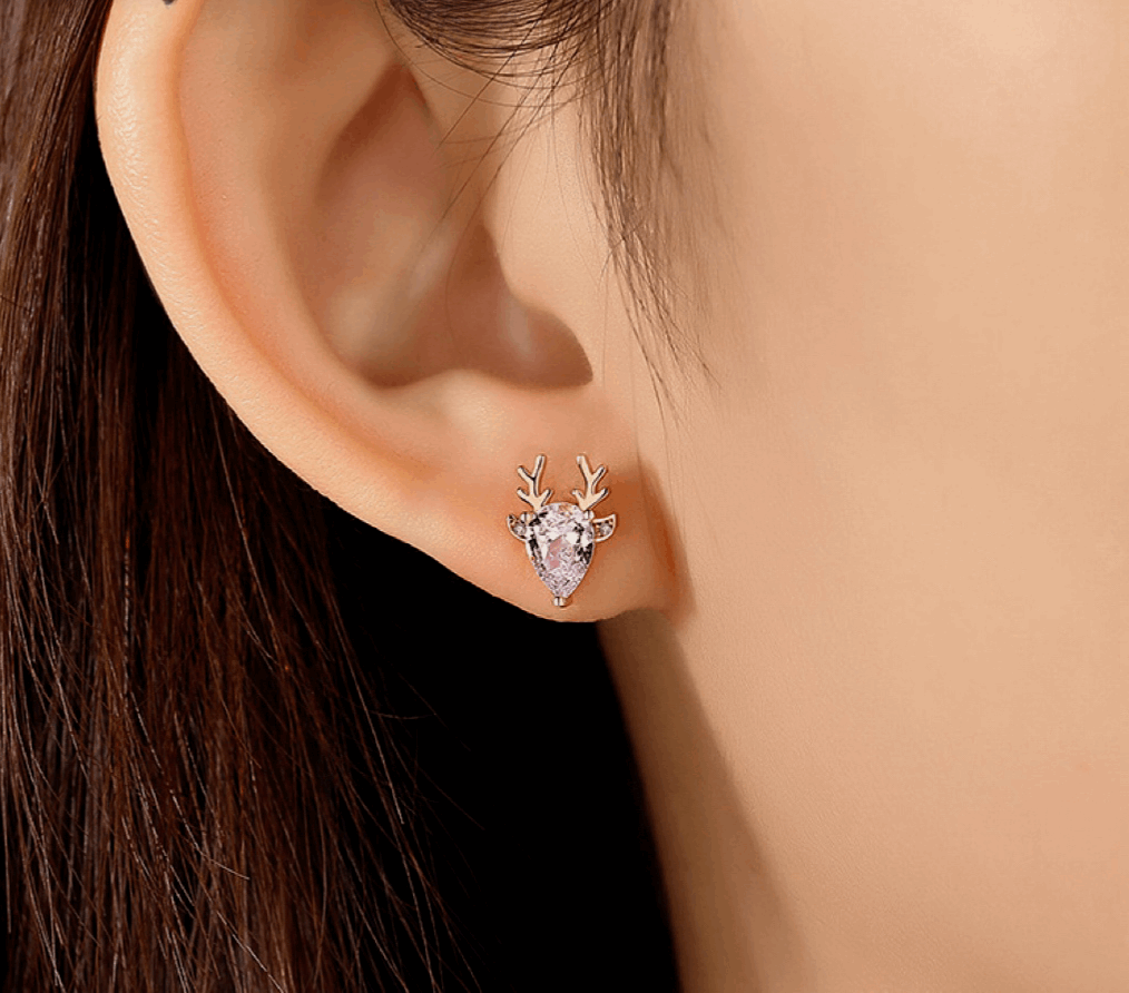 Sparkling Reindeer Stud Earrings