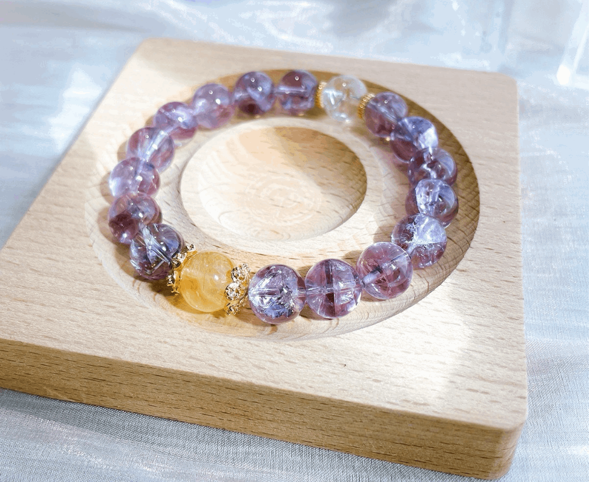 Purple Azeztulite crystal bracelet