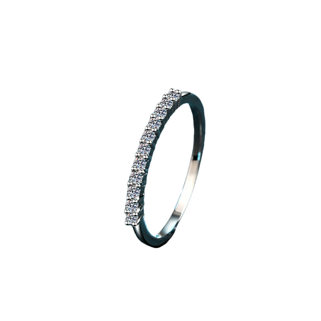 Moissanite Eternity Silver Ring